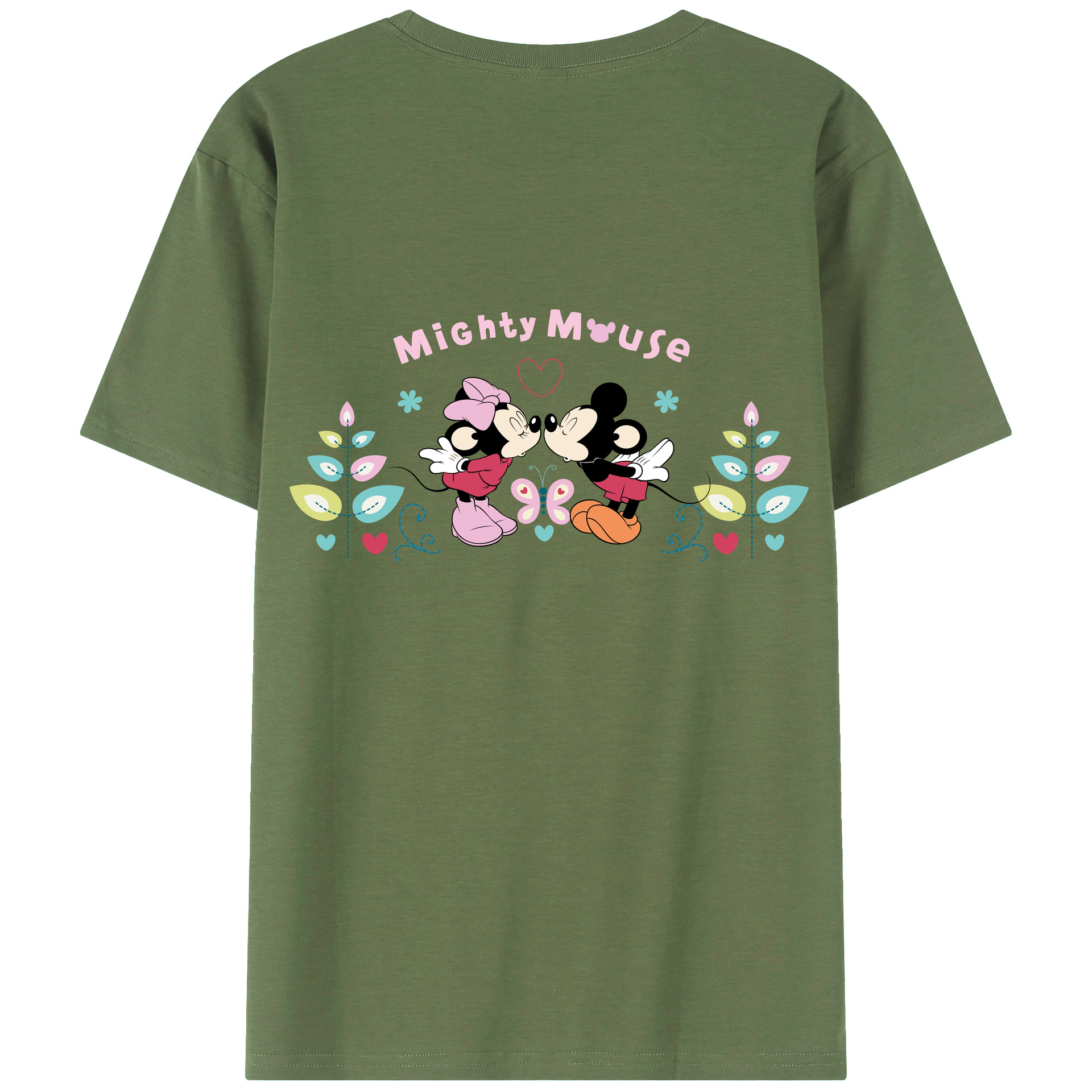 ミッキーマウス Mickey Mouse 綿100％ メンズ半袖Tシャツ（バックプリント） 通気性